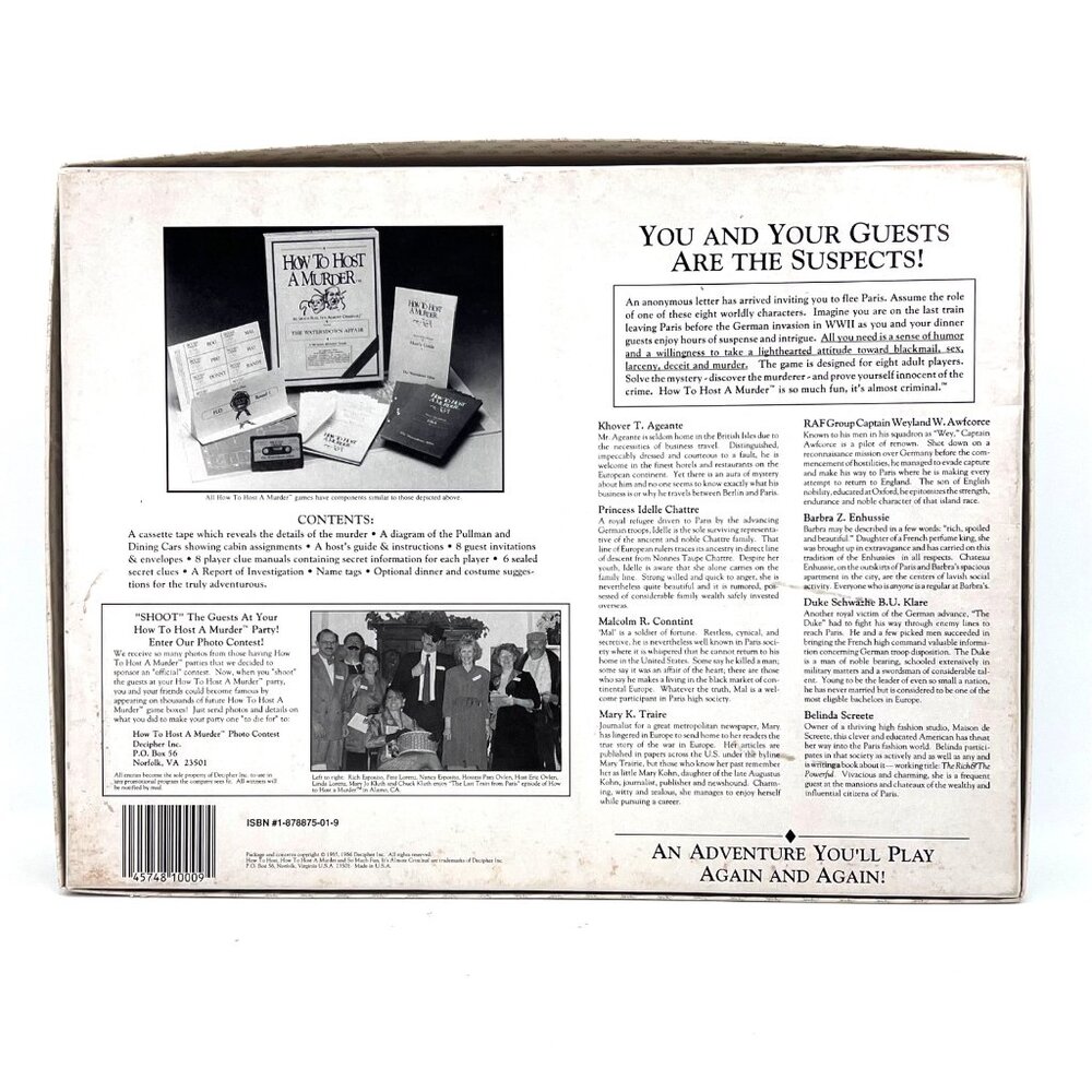 How To Host A Murder Game "The Last Train From Paris" Mystery Party Game Vintage - Picture 2 of 14